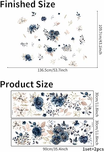Miniatura 4 de sacinora - Calcomanías de pared grandes de flores de peonías negras, calcomanías de pared de arte floral de rosas de peonía extraíbles, vinilo
