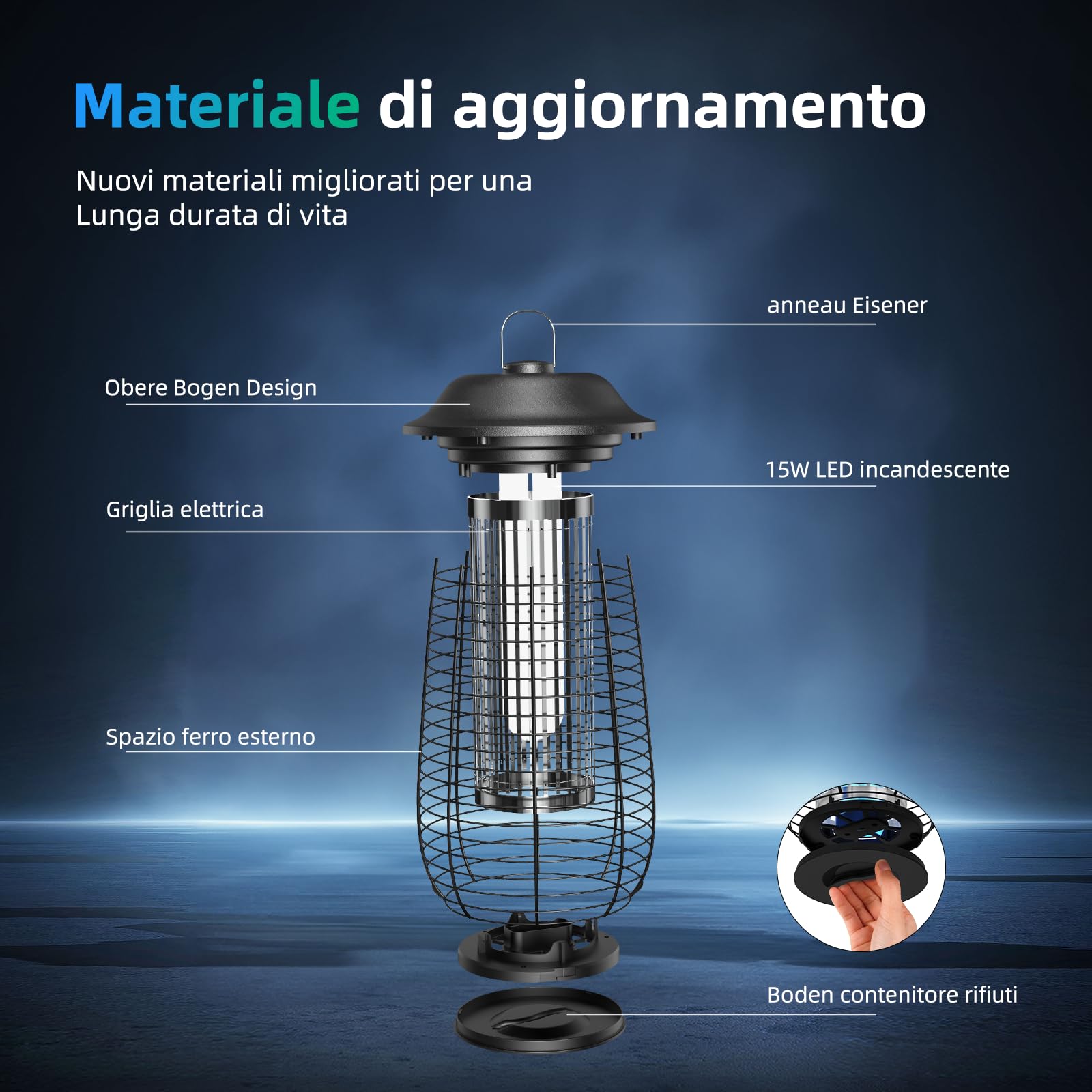 Lampada Antizanzare, Trappola Zanzare ad Alta Prestazione con 4250V 20W UV – Antizanzare Elettrico per Interni ed Esterni, Impermeabile IPX4, Rachetta Zanzare Elettrica per Casa, Giardino e Terrazza.