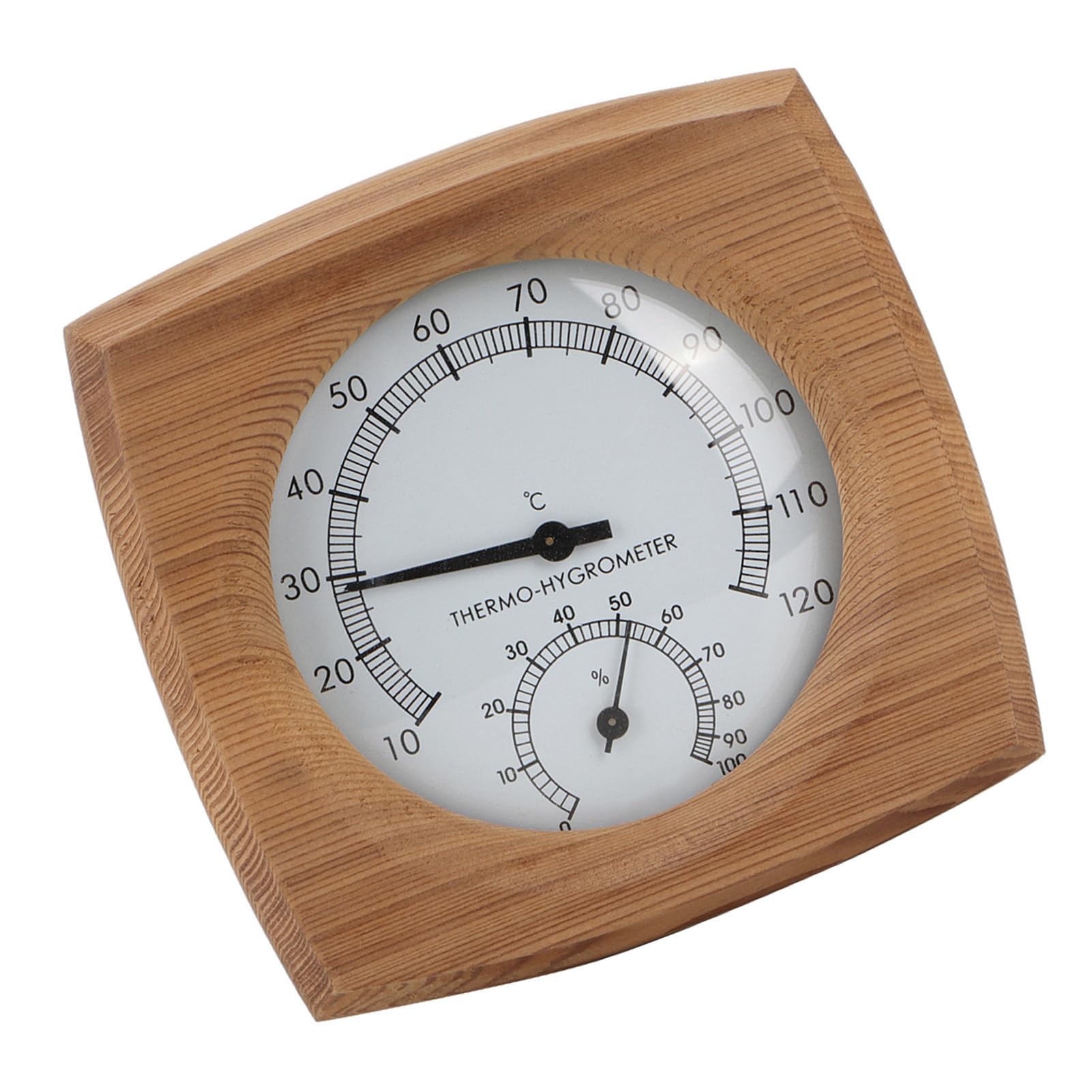 Termómetro Higrómetro 2 en 1 de Madera de Cedro para Sauna, Medidor de Temperatura y Humedad, 13x13.5 cm, Accesorio para Baños de Vapor y Spas