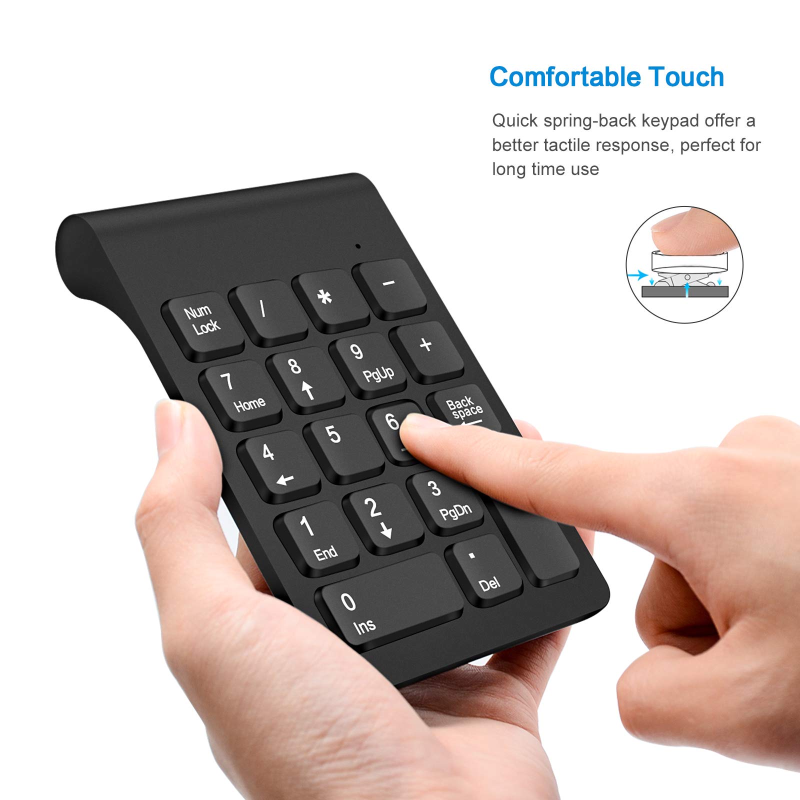 Wireless Numeric Keypad, TRELC Mini 2.4G 18 Keys Number Pad, Portable
