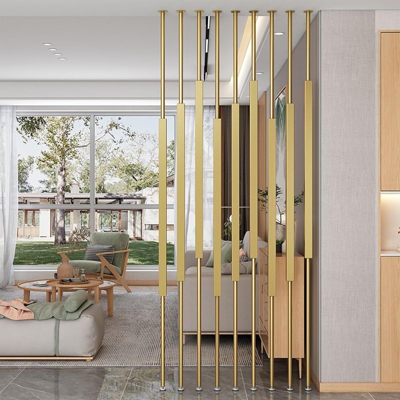 Parete divisoria per la separazione degli ambienti, divisori moderni pali divisori per ambienti, doghe metalliche dal pavimento al soffitto, schermi per la privacy a colonna per studio/appartamenti(7p
