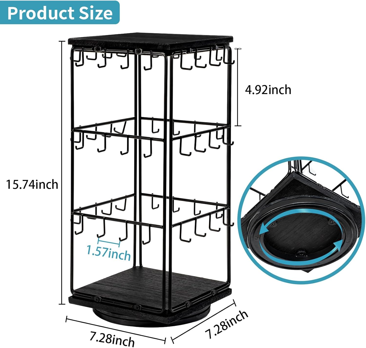 360 Rotating Earring Display Stands for Selling, Earring Rack Display Holder Stand, Jewelry Display for Vendors Selling Earring Cards, Necklaces, Bracelets, Hair Accessories (48 Hooks)