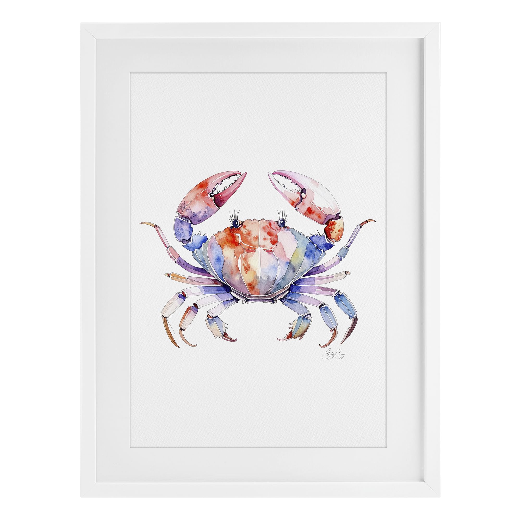Stupell Industries Coastal White (Textured) 'Tide Dancer Crab'| Framed Print Under Glass