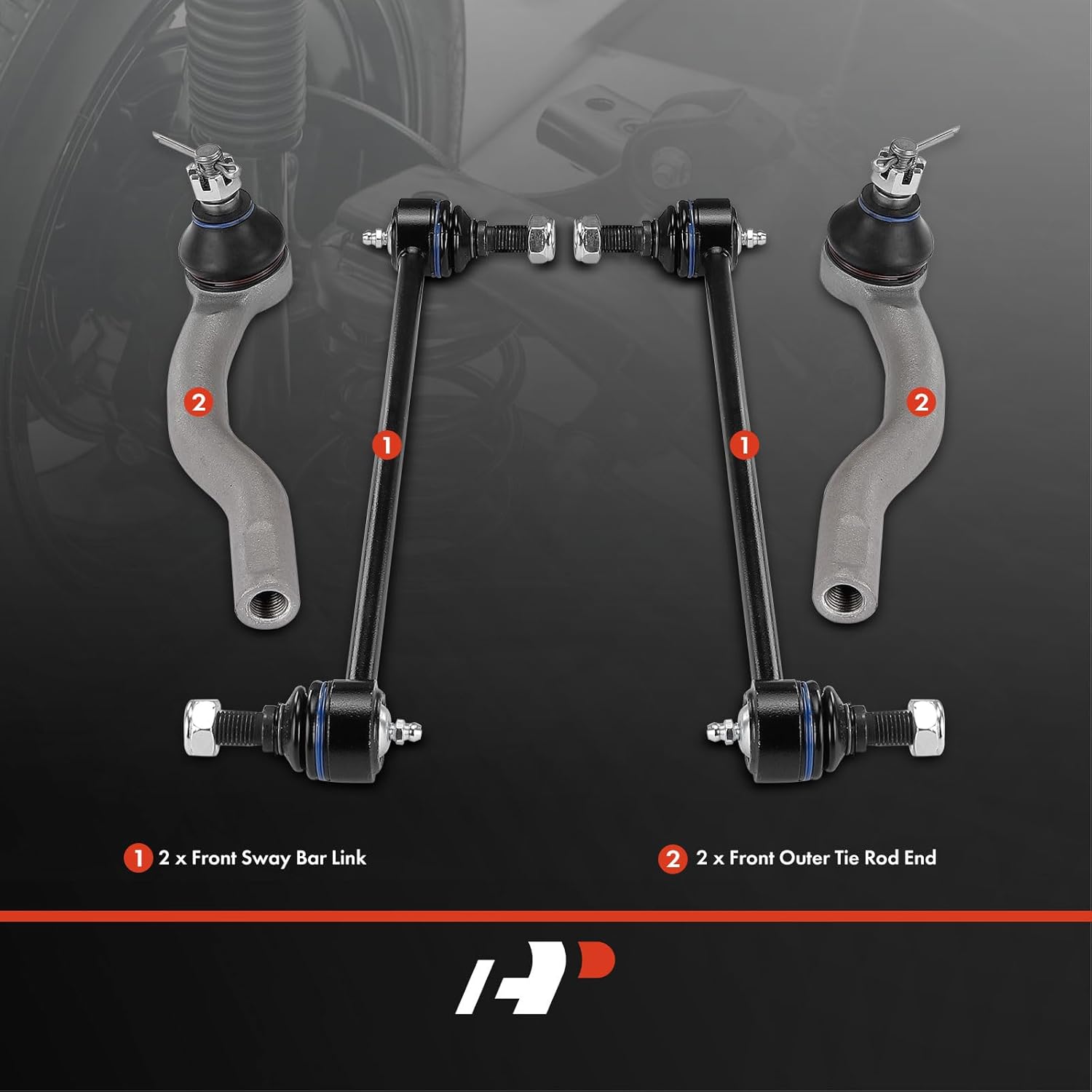 A-Premium Set of 4, Front Sway Bar Link, Outer Tie Rod End, Compatible with Honda Pilot 2009-2015 & Acura MDX 2007-2013, ZDX 2010-2013