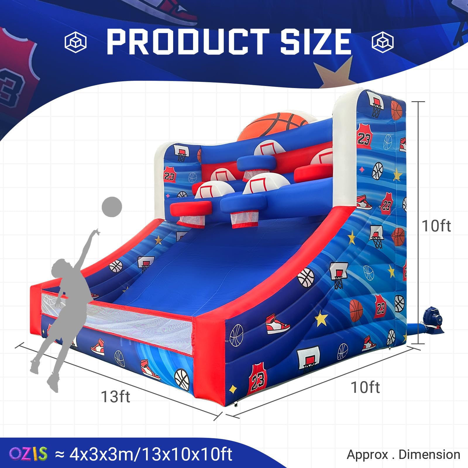 OZIS Inflatable Basketball Hoop Shot with Balls, Inflatable Party Basketball Game with Blower Easy Set Up Ideal for Indoor/Outdoor Shot Basketball Interactive Game