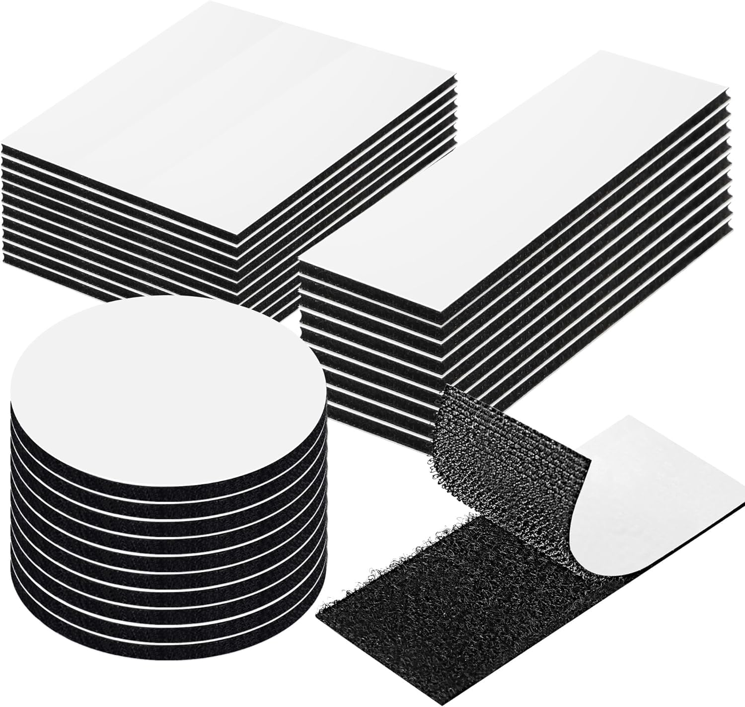 EOTW Feltro Adesivo Forte Biadesivo,30 Pezzi Extra Forte Autoadesivo Adesivo A Strappo Per Le Faccende Domestiche Fai Da Te Nero 10 Pezzi 3 x 10 cm e 10 Pezzi 6 x 6 cm e 10 Pezzi 5 cm Diametro Rotondi