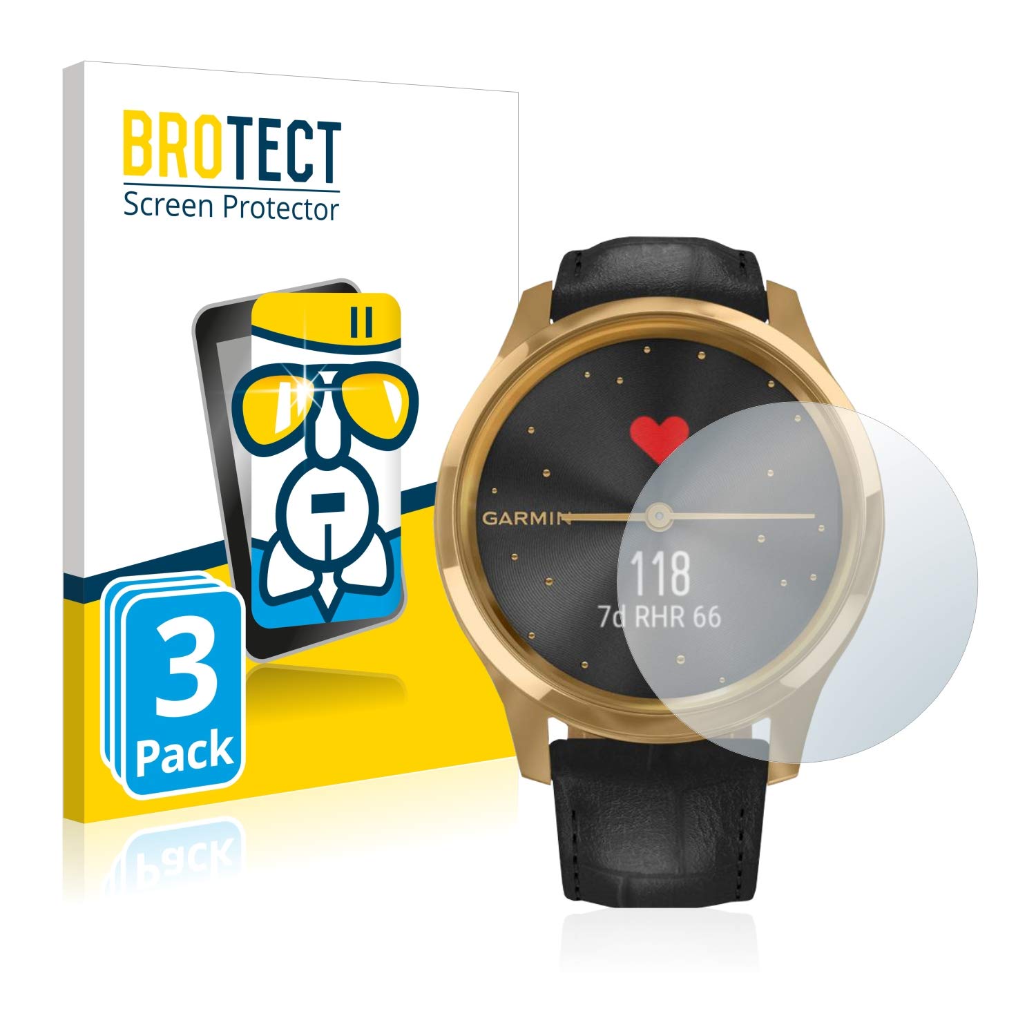 3 Pellicole Protettive Opache Per Garmin Vivomove Luxe 42mm | Brotect AirGlass Anti-Riflesso E Anti-Impronta