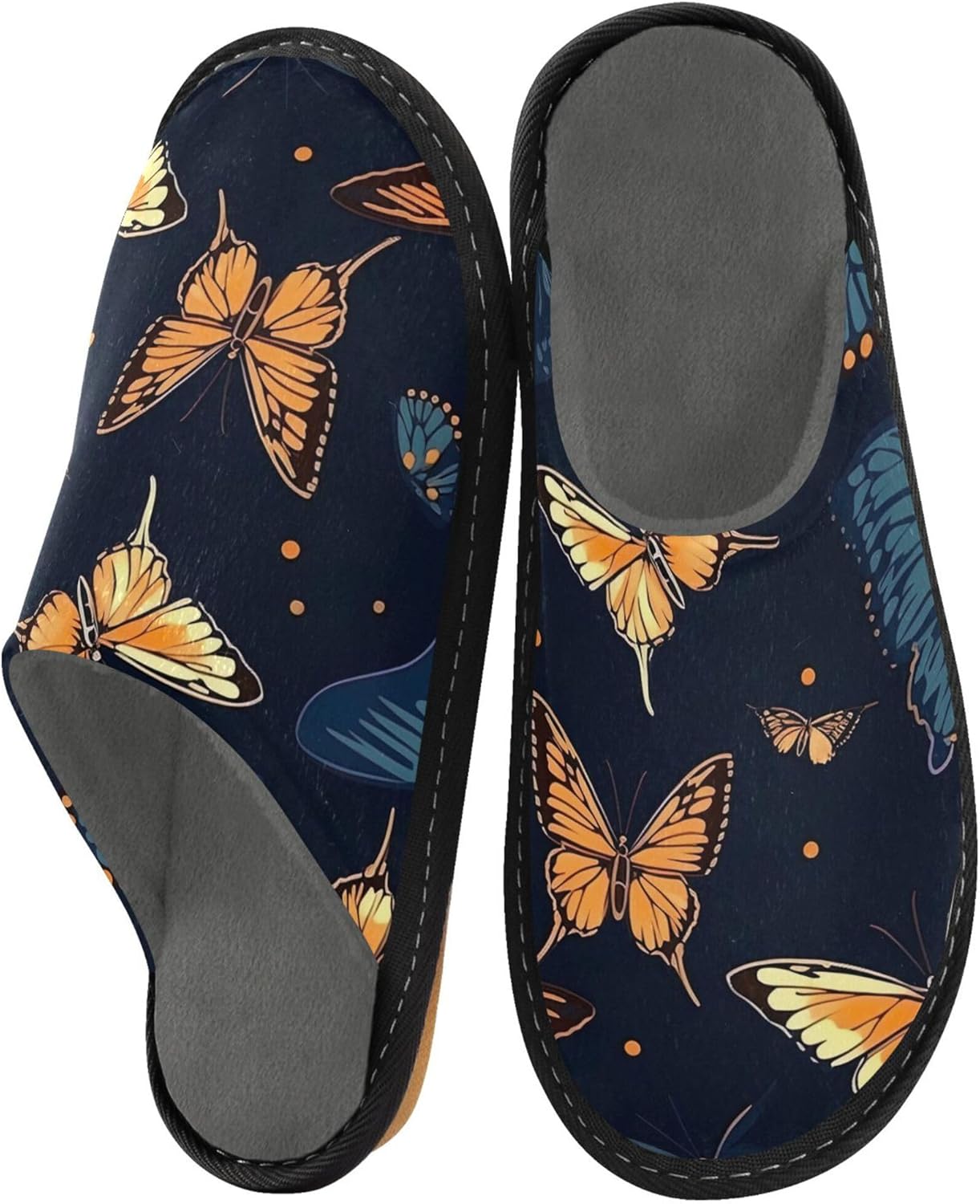 Butterfly House Slippers – Cozy Fuzzy Slippers for Guests, Washable & Disposable, Perfect for Shoeless Home, Spa & Hotel Use A110402