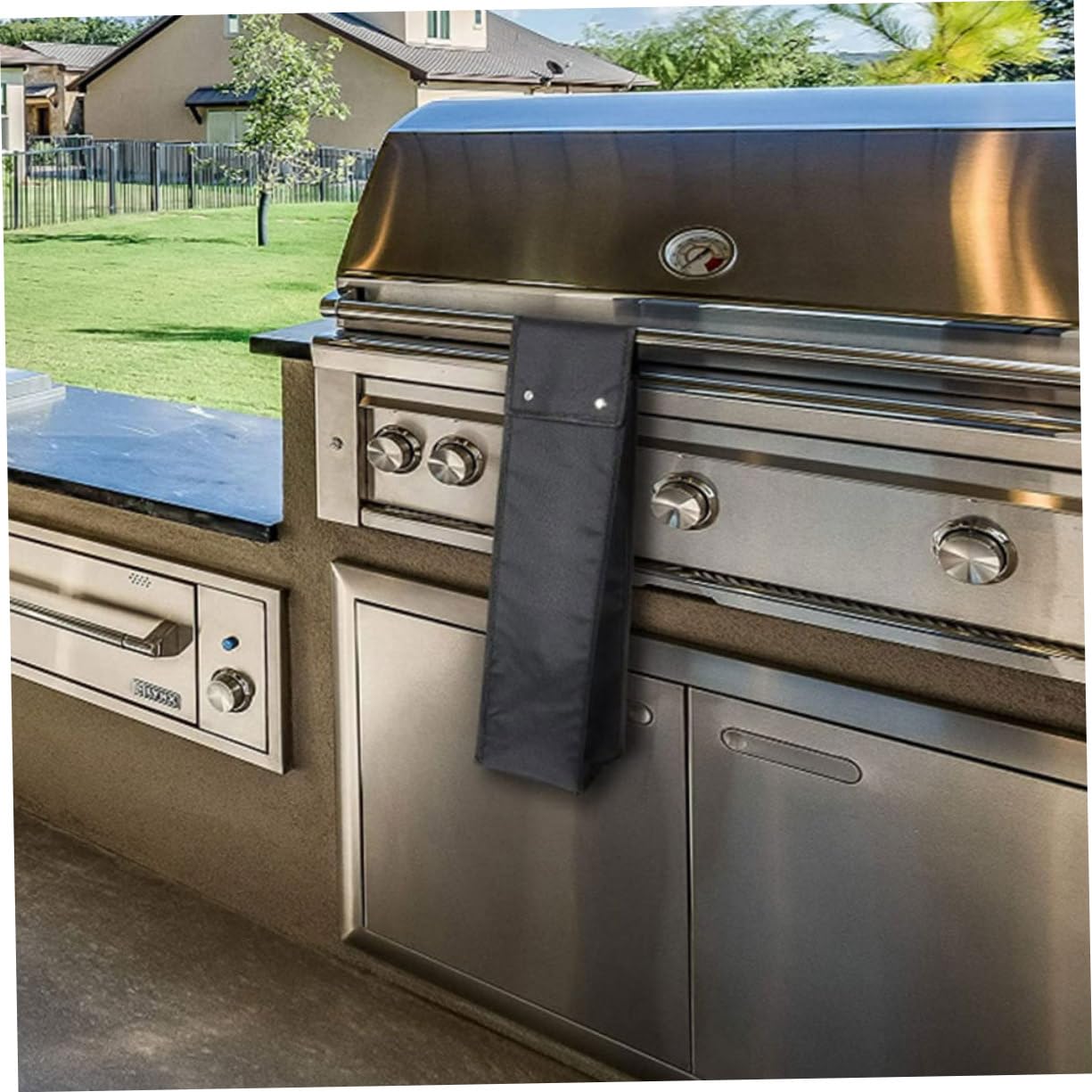 Toyvian 4 Pezzi custodia per barbecue borsa portatile borsone inter kit utensili valigetta portautensili toolbox custodia per utensili da barbecue con coperchio in tessuto Black