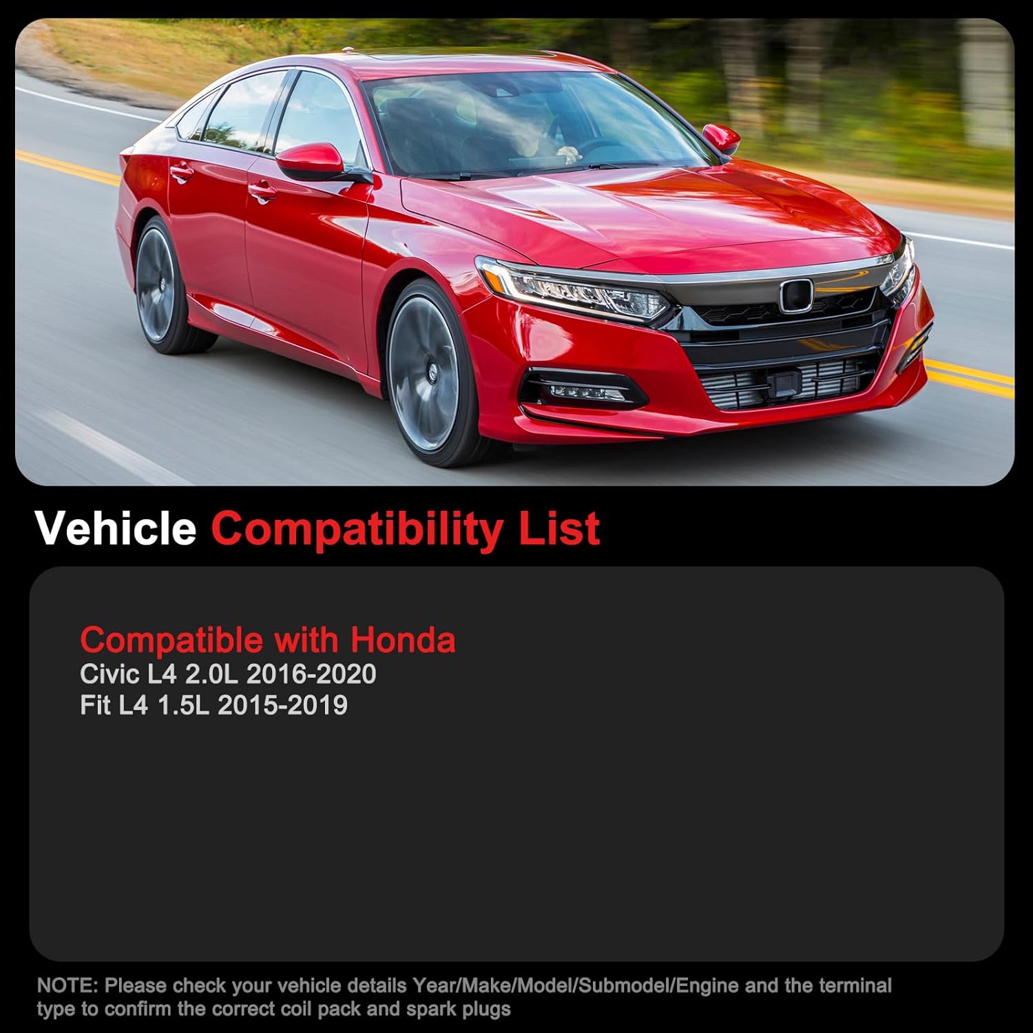 Ignition Coil Packs and Spark Plugs fits for Honda Civic 2016 2017 2018 2019 2020, 2015-2019 Fit 1.5 2.0 L4, UF749, Set of 4