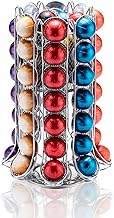 ZCDCP Coffee Pod Holder for Nespresso Vertuo, Nespresso Vertuoline Pod Holder Carousel Stand Storage, 360 Degree Nespresso Vertuo Pods Organizer with 80 Pods, Chrome