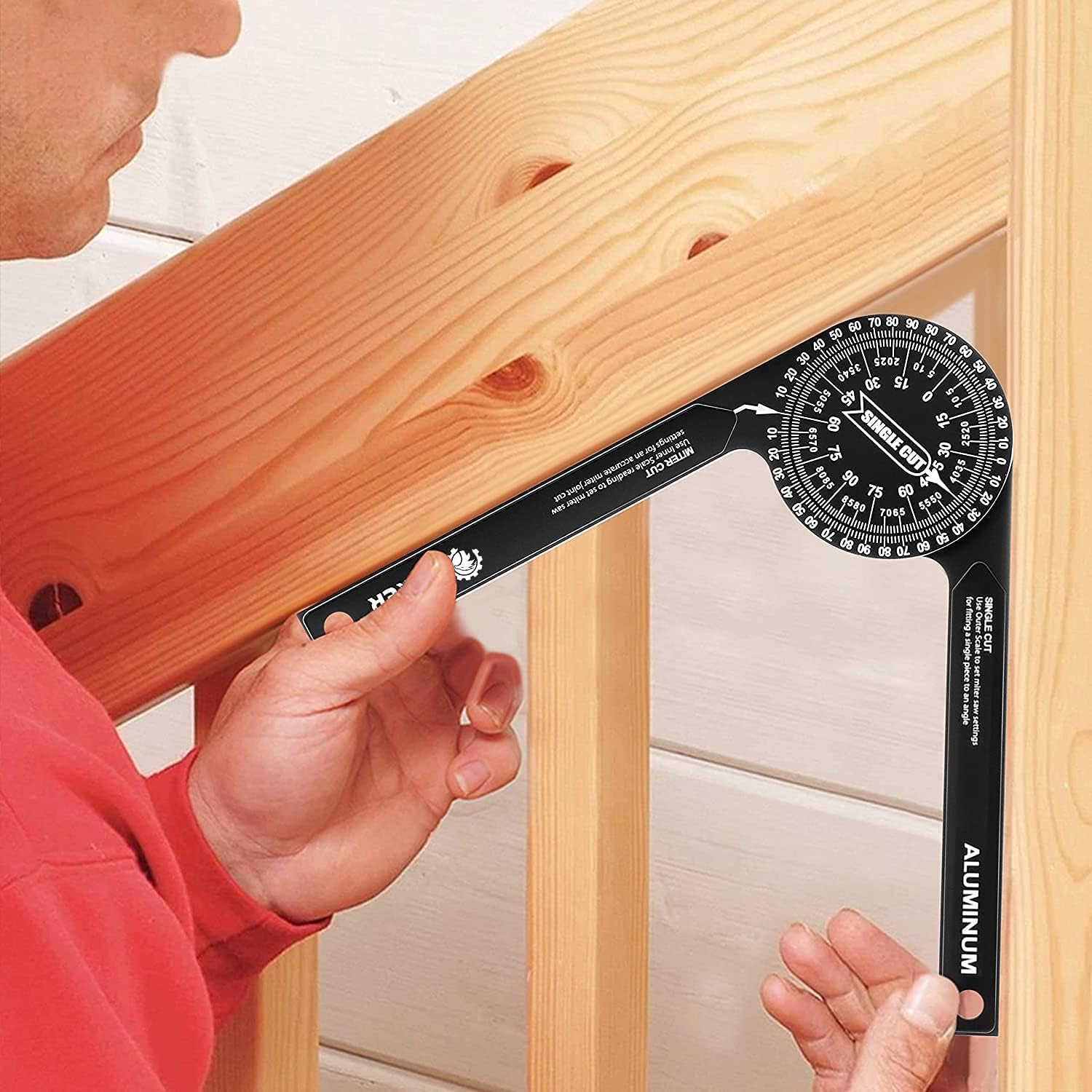 Saker Miter Saw Protractor|7-Inch Aluminum Protractor Angle Finder Featuring Precision Laser-Inside & Outside Miter Angle Finder for Carpenters, Plumbers and All Building Trades(2PCS)