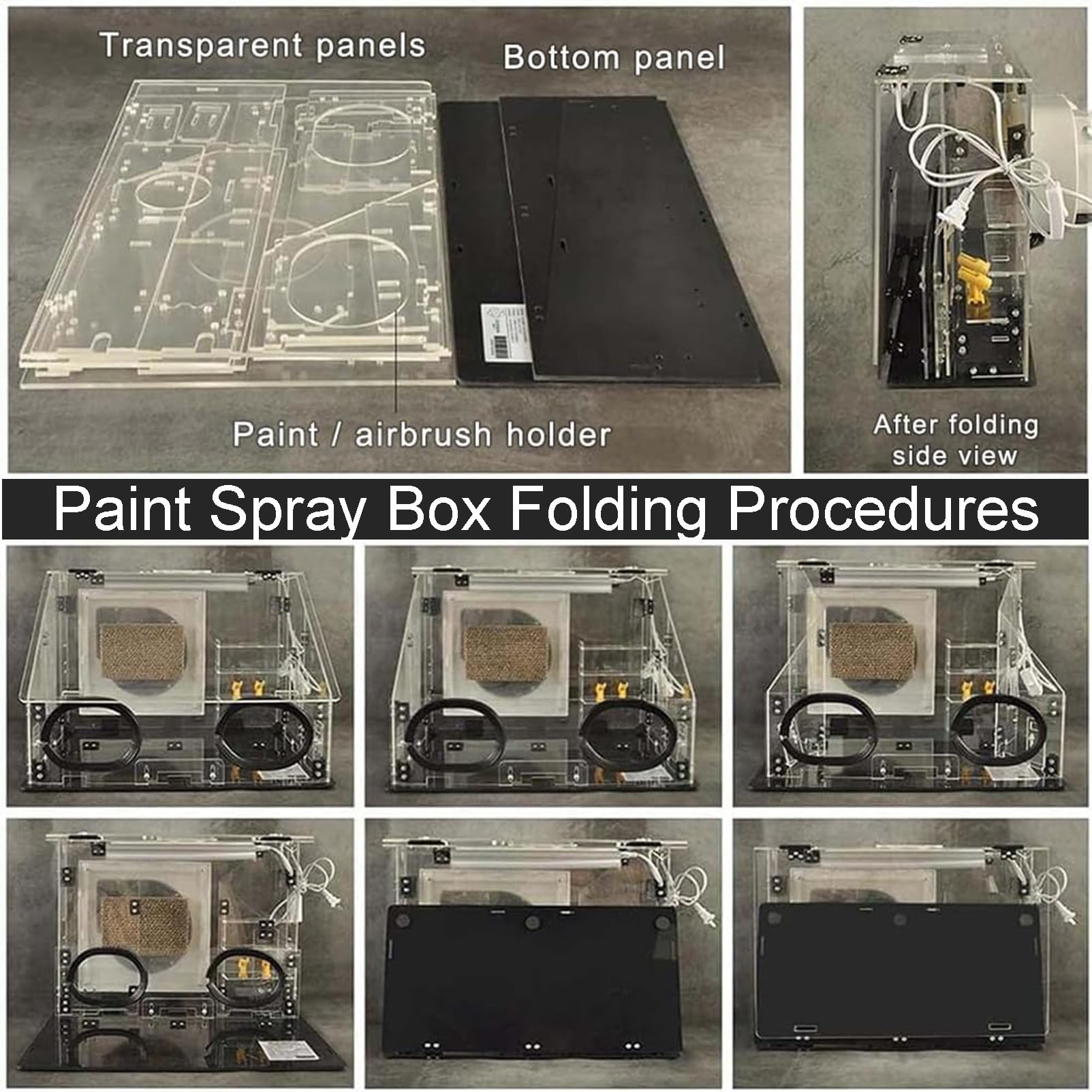 Kit Cabina di Verniciatura per Aerografo, Cabina di Asciugatura per Aerografo Elettrico, Cabina di Asciugatura per Pittura Modello Hobby, per Pittura Modello Artigianale Hobby Fai da Te ,50*43*36cm