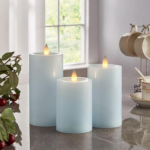 Miniatura 40 de Velas de pilar sin llama parpadeantes con temporizador remoto, velas LED que funcionan con pilas de hasta 400 horas, velas de cera real con llama