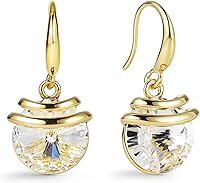 La Phaca Crystal French Wire Dangle Drop Earrings - Amethyst Gems, Gold-Plated, Sparkling 1.29" Drop with Gift Box