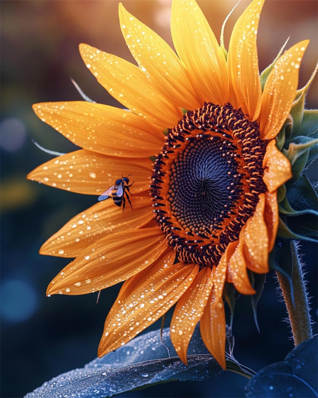 RKFLGEW Flowers 14CT Cross-Stitch Counted Kits Fantasy Sunflower Preprinted Fabric Cross Stitch DIY Art Needlecrafts Embroidery Kits for Adults Beginners 40x50cm