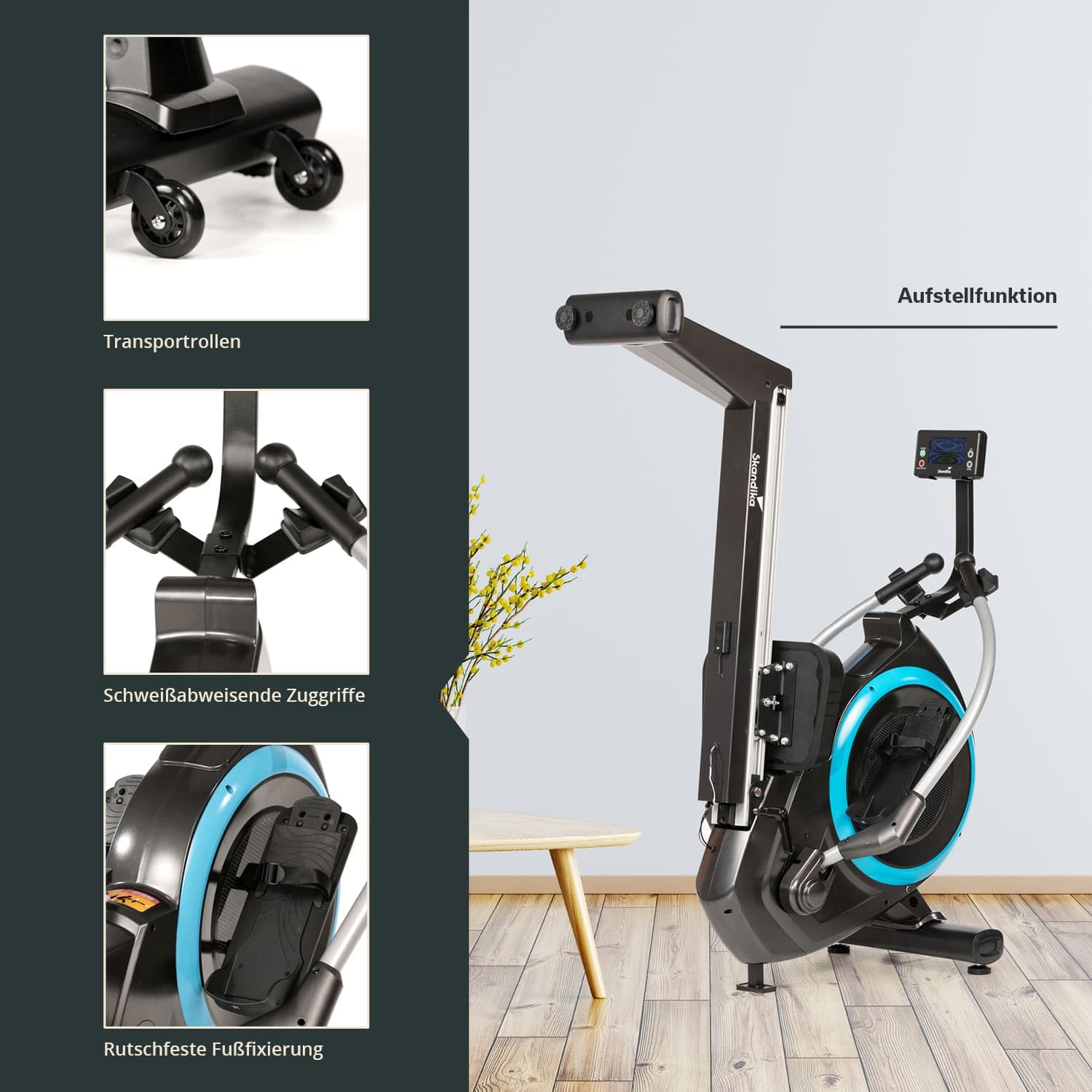 Skandika Nordlys - Remo rotanti 3D con cuscinetti a sfera, computer + supporto per tablet - 16 livelli di resistenza