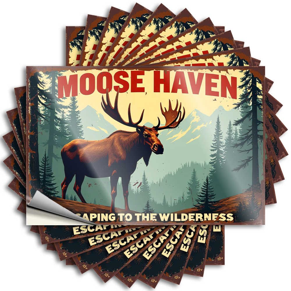 Moose Haven: Escaping to The Wilderness Fun Stuff Sand DIY | Accent Bumper Wall Removable Vinyl Sticker Decal(6X9CM)