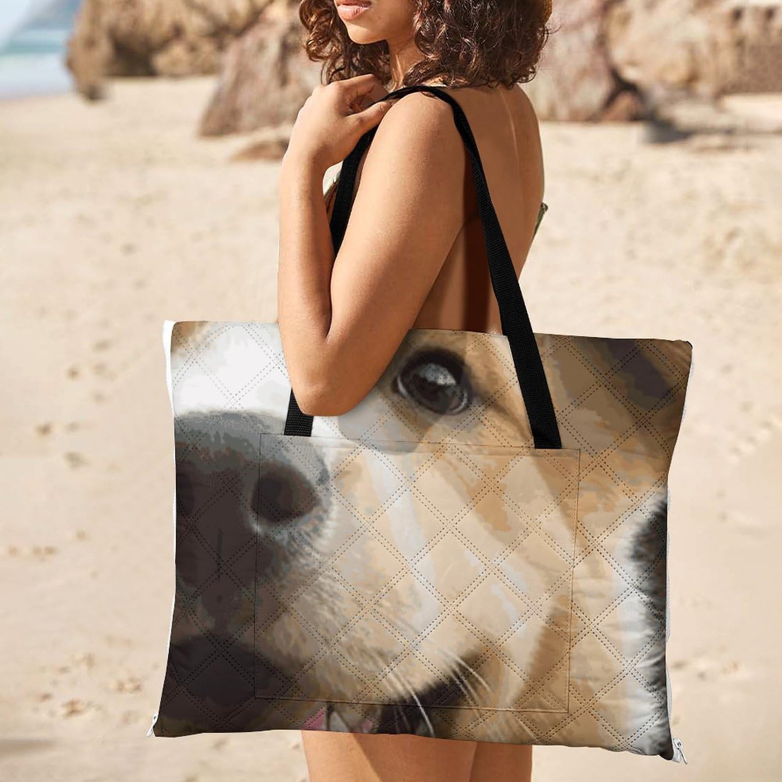 Manta de picnic y playa, manta de picnic portátil, grande, manta de picnic impresa con perros divertidos, plegable, duradera, para playa, camping, césped, parque, accesorios
