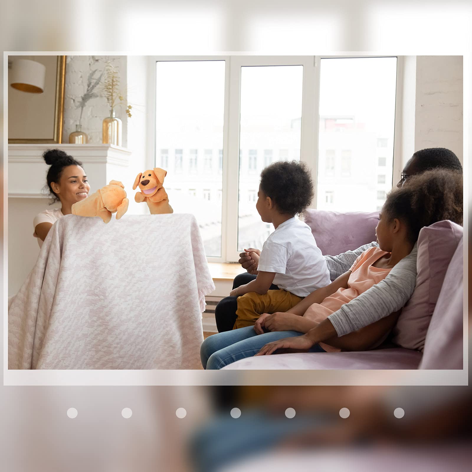 Marionetas de mano, juguete de peluche suave con boca movible, juego imaginativo de simulación, narración de cuentos, juguete interactivo (perro) 7