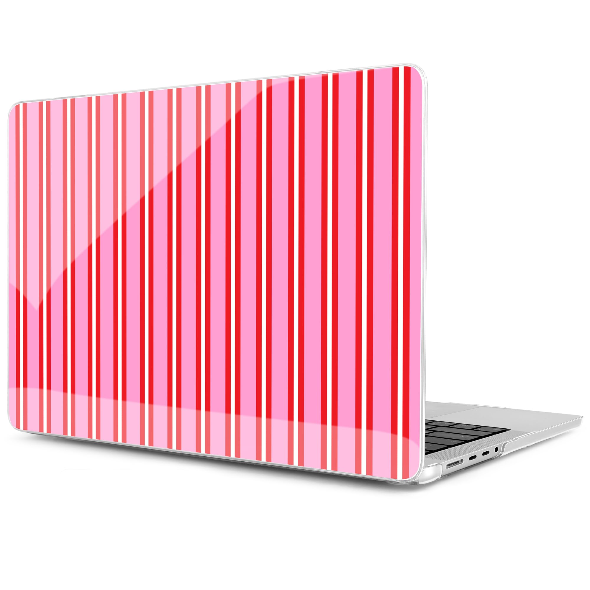 MEEgoodo Case for MacBook Pro 16 inch 2026 2024 2023 2021,Laptop Shell Compatible with M5 M4 M3 M2 M1 Pro/Max Chip,Fit Model A3429/A3428/A3403/A3186/A2991/A2780/A2485,Pink and Red Stripes
