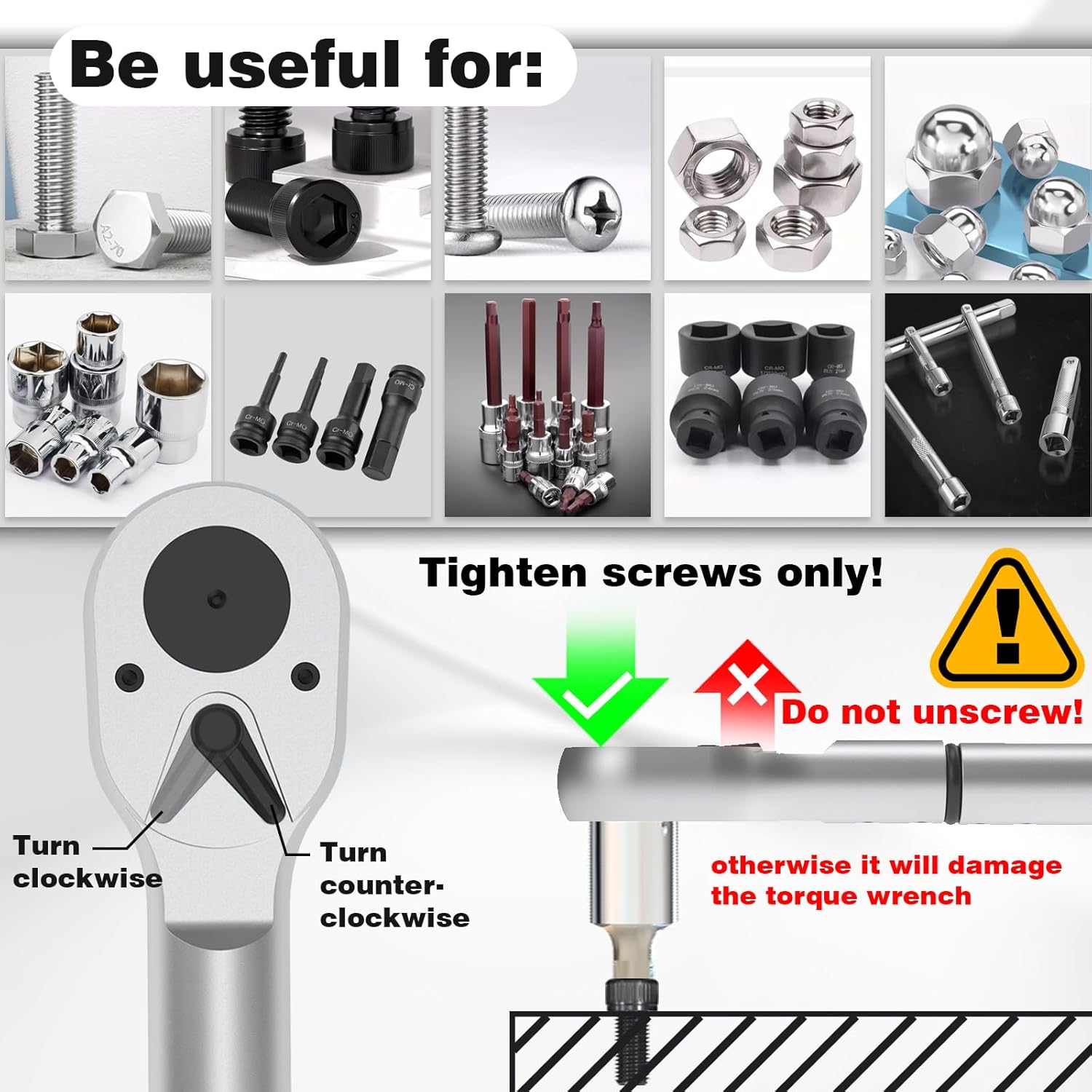 SuZhi 1 Inch Drive Torque Wrench 200-1000 FT.LB / 271-1356.7N.M/Aluminum Alloy handle & Cr-Mo Material Head, Heavy Duty, Professional,Dual Direction, Store in Solid Case