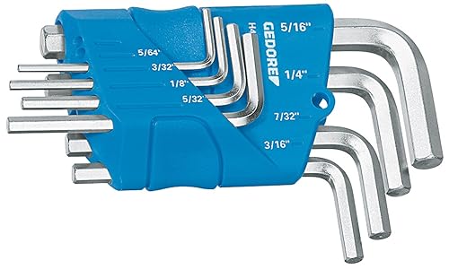 GEDORE H 42-88 Un juego de llaves Allen hexagonal en soporte 8 piezas 5/64-5/16AF