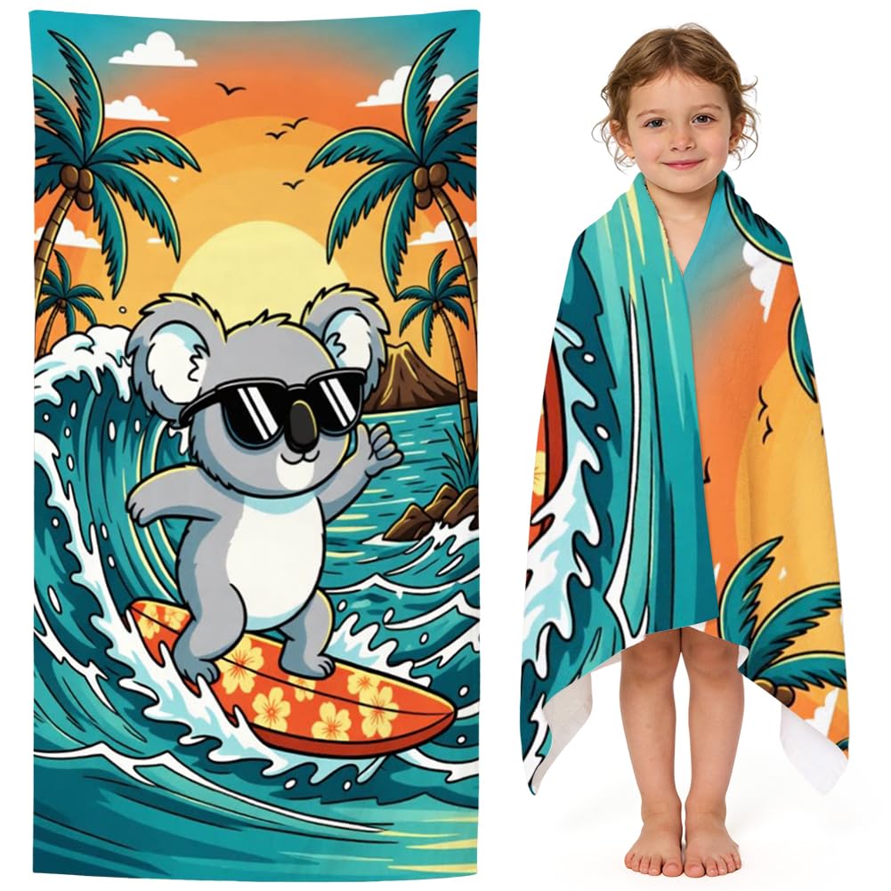 FCXVXCL koala Beach Towel Kids Bath Towel Microfibre Towels Lightweight Compact and Quick Drying Travel Summer Wash Cloth for Outdoor, Bath, Swimming 70x150cm