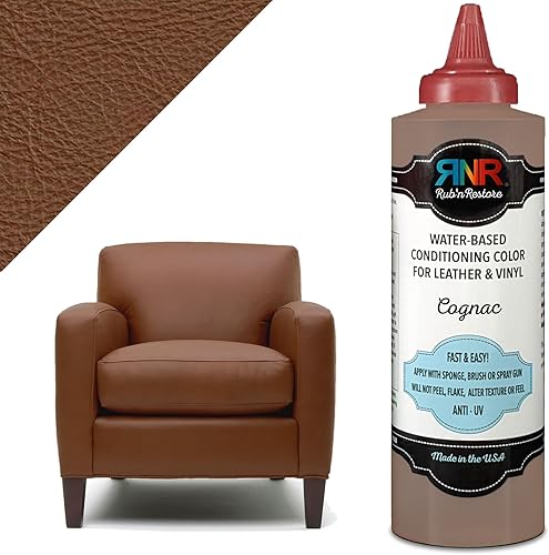 Rub 'n Restore Kit de reparación de vinilo y cuero de color coñac Recolora, acondiciona y protege Hogar - Automotriz - Marino Fabricado en los