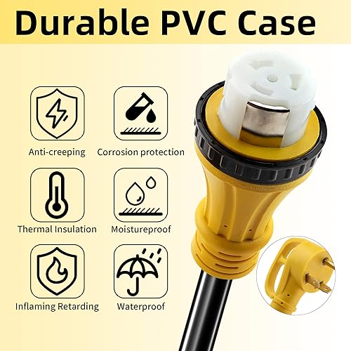 Miniatura 3 de Flameweld Cable adaptador de generador, TT30P macho enchufe a SS2-50R enchufe hembra de bloqueo, 3 clavijas 30 amperios a 50 amperios hasta 7500 W