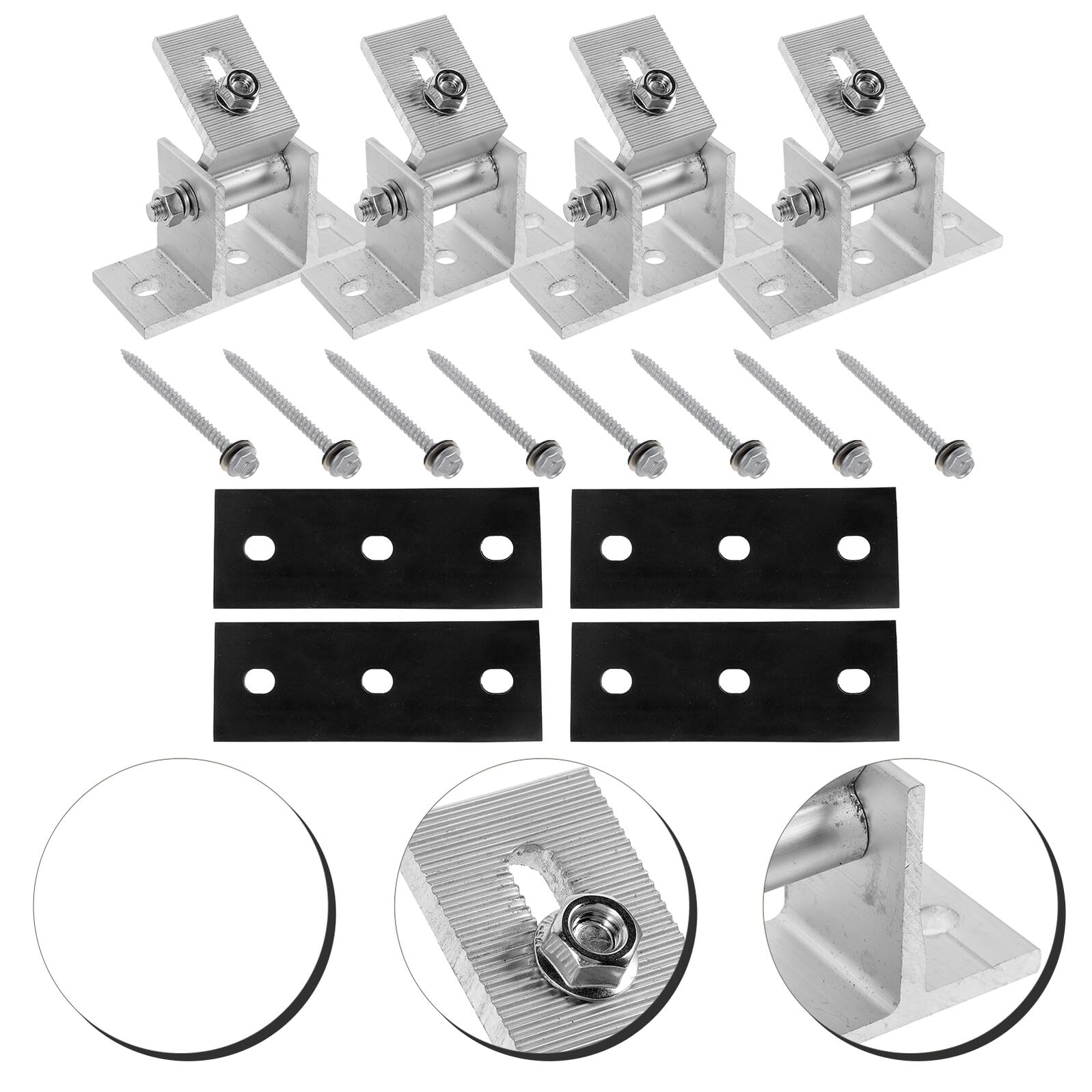 Soporte de Montaje de Aleación de Aluminio para 4 Piezas Panel Solar | Ángulo Ajustable, Estructura Estable, Incluye Almohadillas de Goma y Tornillos para Madera