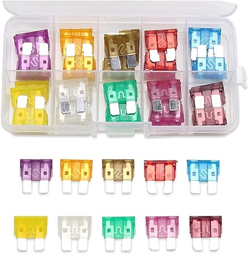 50PCS 357.510152025303540A AMP Standard ATO ATC Auto Car Mid-Sized Blade Fuse Assortment Kit Using for Car