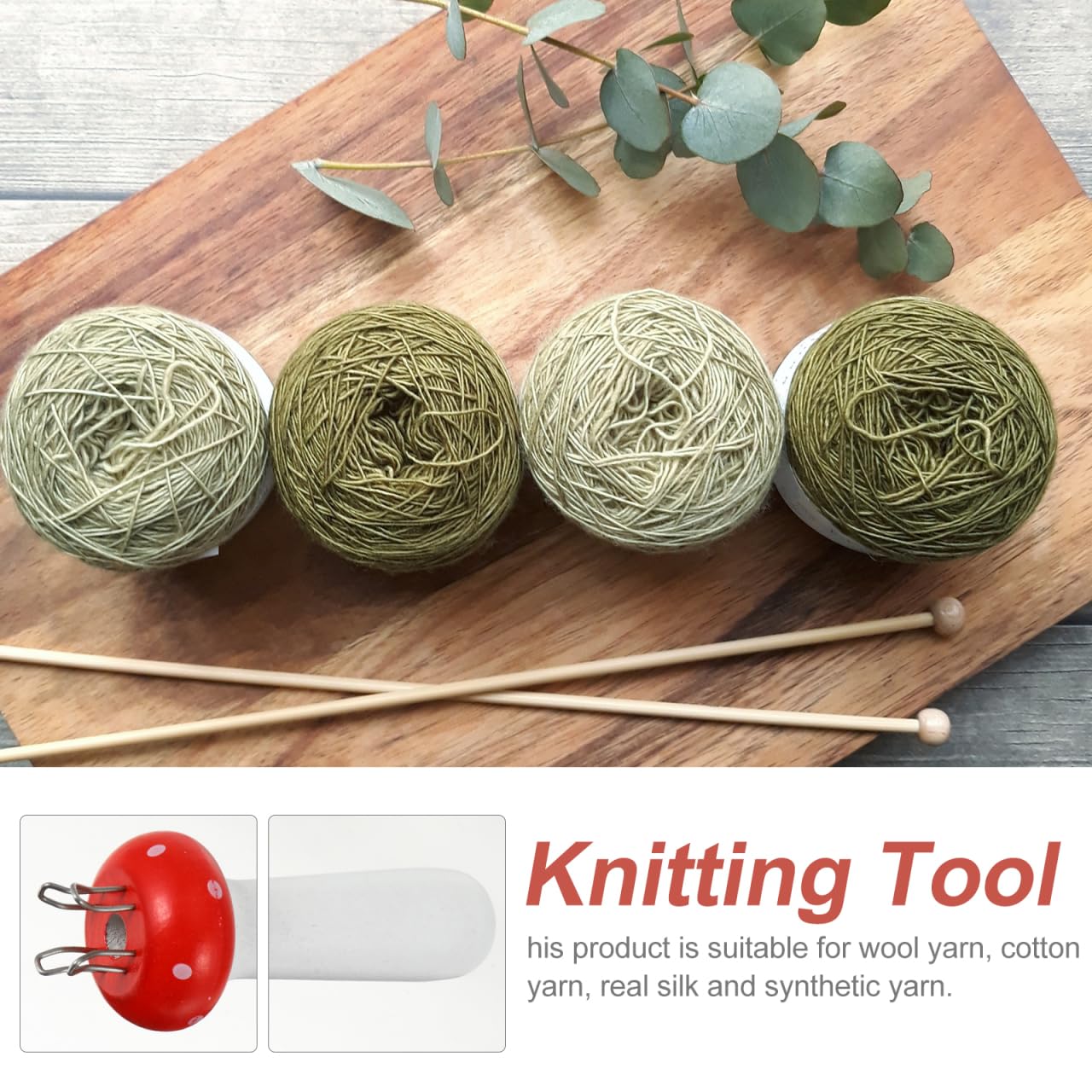EXCEART Strickspule Webrahmen Pilzform Stricker Holz Mini Stricken Weben Werkzeug für DIY Tube Schal Gurt Rot