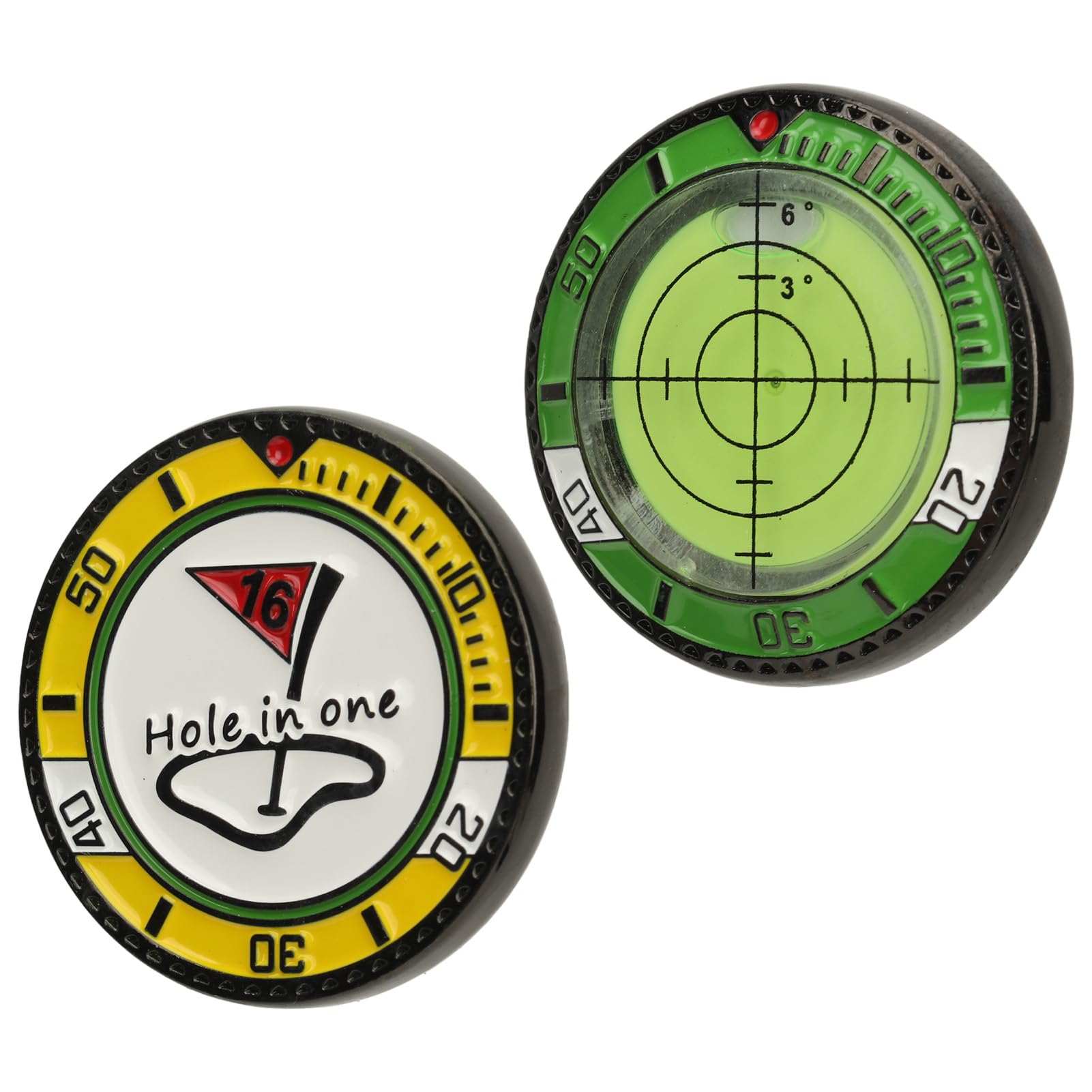 Golf Green Reader Dual Side Putting Aid Ball Marker con Nivel de Burbuja Accesorio Portátil Preciso para Burbuja Horizontal de Alta Precisión, Accesorios Putt Tool Hat Clip