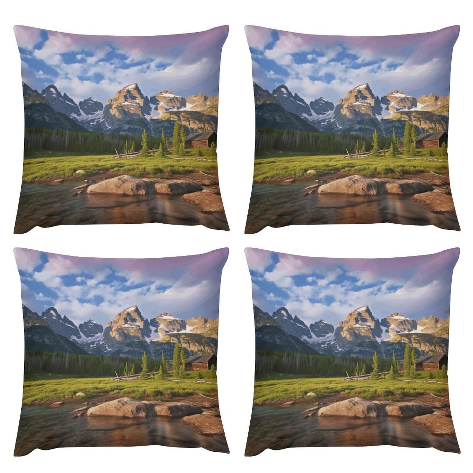 Housses de coussin en peluche lot de 4 carrées pour décorer le salon style parc national