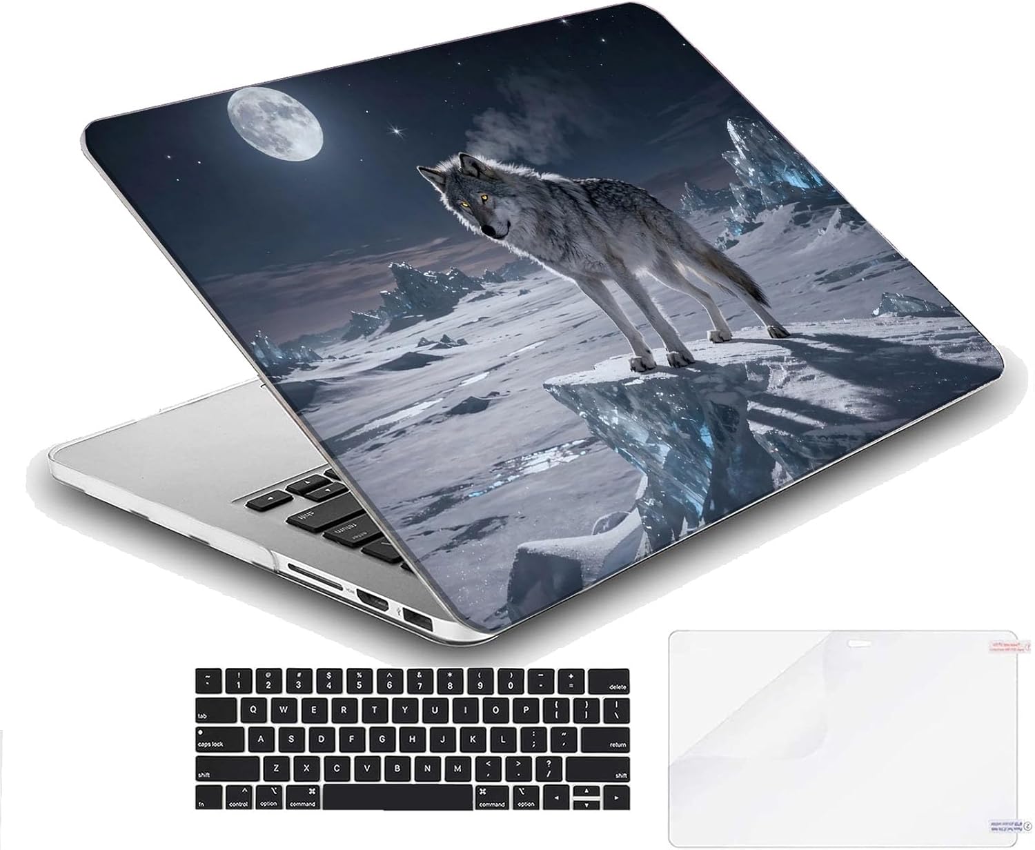 Compatible with MacBook Air 15.3-inch, Hard Shell Case with Keyboard Cover and Screen Protector (A2941, M2 Chip / A3114, M3 Chip / A3241, M4 Chip, 2023-2025 Release) - Wolf MC22103