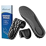 VivoFoot 2 Pair Foam Insoles, 4D Cloud Soles, Anti-Fatigue Pain Relief Work Sports Running Comfort Shoe Inserts, Trim to Fit Replacement Pads for Men Women (Women 5-9, Black)