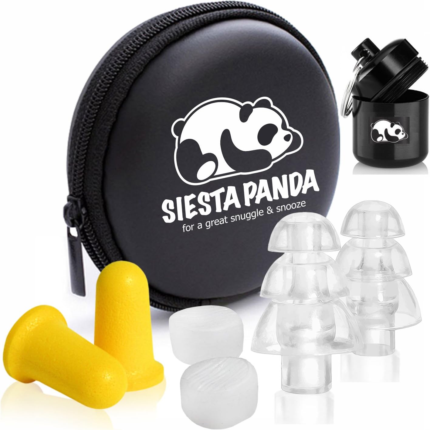 Siesta Panda Reusable Ear Plugs for Sleeping Silicone Moldable - PU Soft Foam Ear Plugs Noise Reduction - 6 Pairs Reusable Ear Plugs Variety Pack