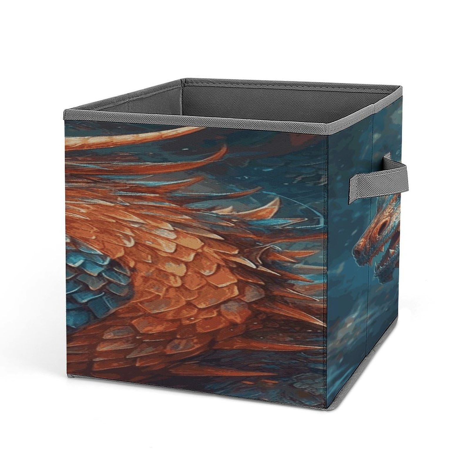 Fodpand Style Dragon Art Storage Cubes Foldable Decorative Fabric, Storage Bins Baskets With Handles, Closet Organizers And Storage For Home, Office,Closet, Clothes