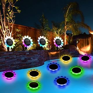 Solar Floating Swimming Pool Lights: 2pcs Solar Pool Lights with Remote and 7 Modes Changing, IP68 Waterproof LED Pond Lights, Solar Flower Pool Light for Lawn, Swimming Pool, Pond, Party Decorations