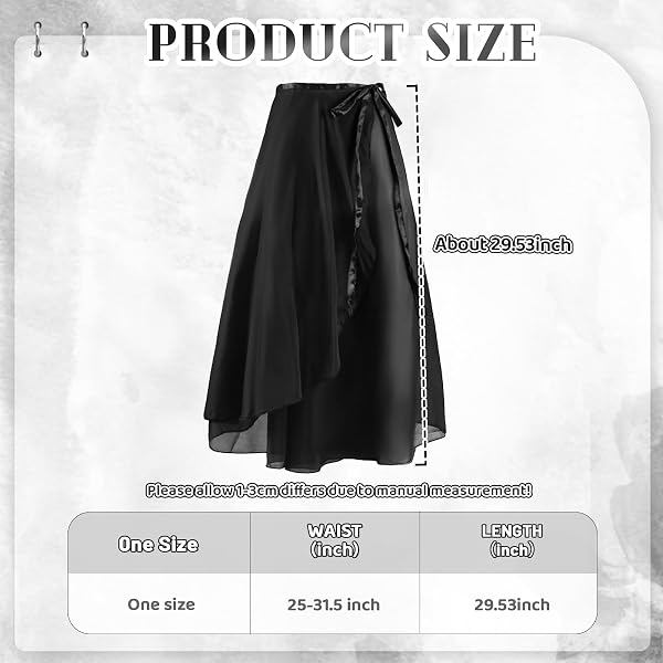 Baisdan Jupe Danse Classique, Jupe Ballet Longue Portefeuille en Mousseline avec Ceinture Réglable pour Femmes - 3