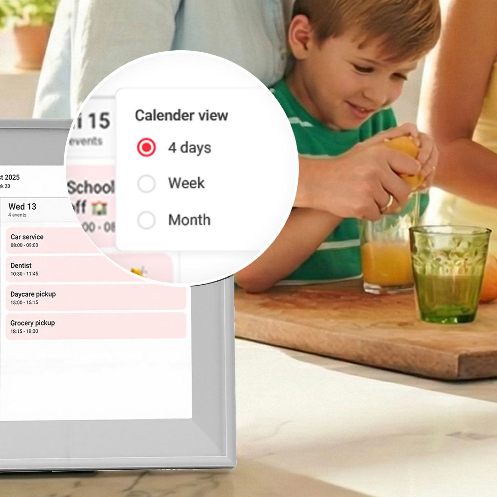 Ejoyous Touchscreen-Smart-Kalender, 10,1 Zoll, Digitaler Familienplaner mit WiFi-Synchronisierung, IPS-LCD, Dual-Touch, 1280 X 800, Zeitplan und Fotoanzeige für das Heimbüro