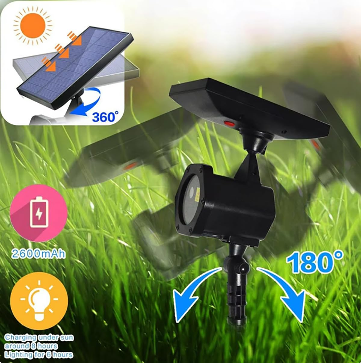 Projecteur solaire d'extérieur à LED pour décoration de Noël, éclairage de paysage, idéal pour un jardin, une pelouse ou des fêtes