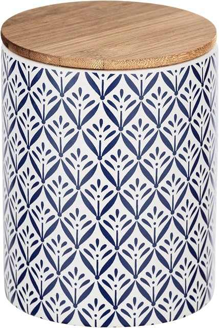 Wenko Lorca Storage Box with Bamboo Lid, blue, 0,95 litre