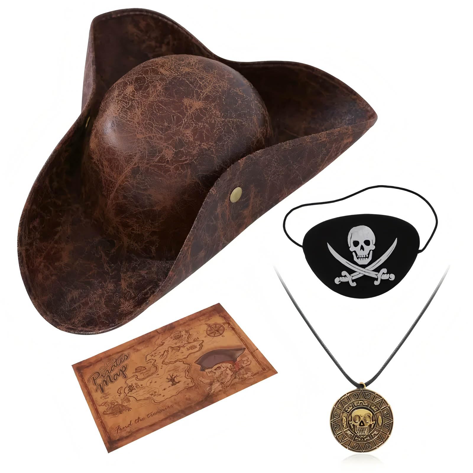 Ycfish Pirate Hat, Premium Pirate Hat for Adults Halloween Captain Costume Accessory