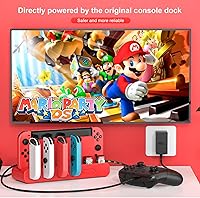 Vista 6 de Base de carga para controlador de interruptor compatible con Nintendo Switch OLED Mario Red Edition y Switch Model Joycon, estación de carga