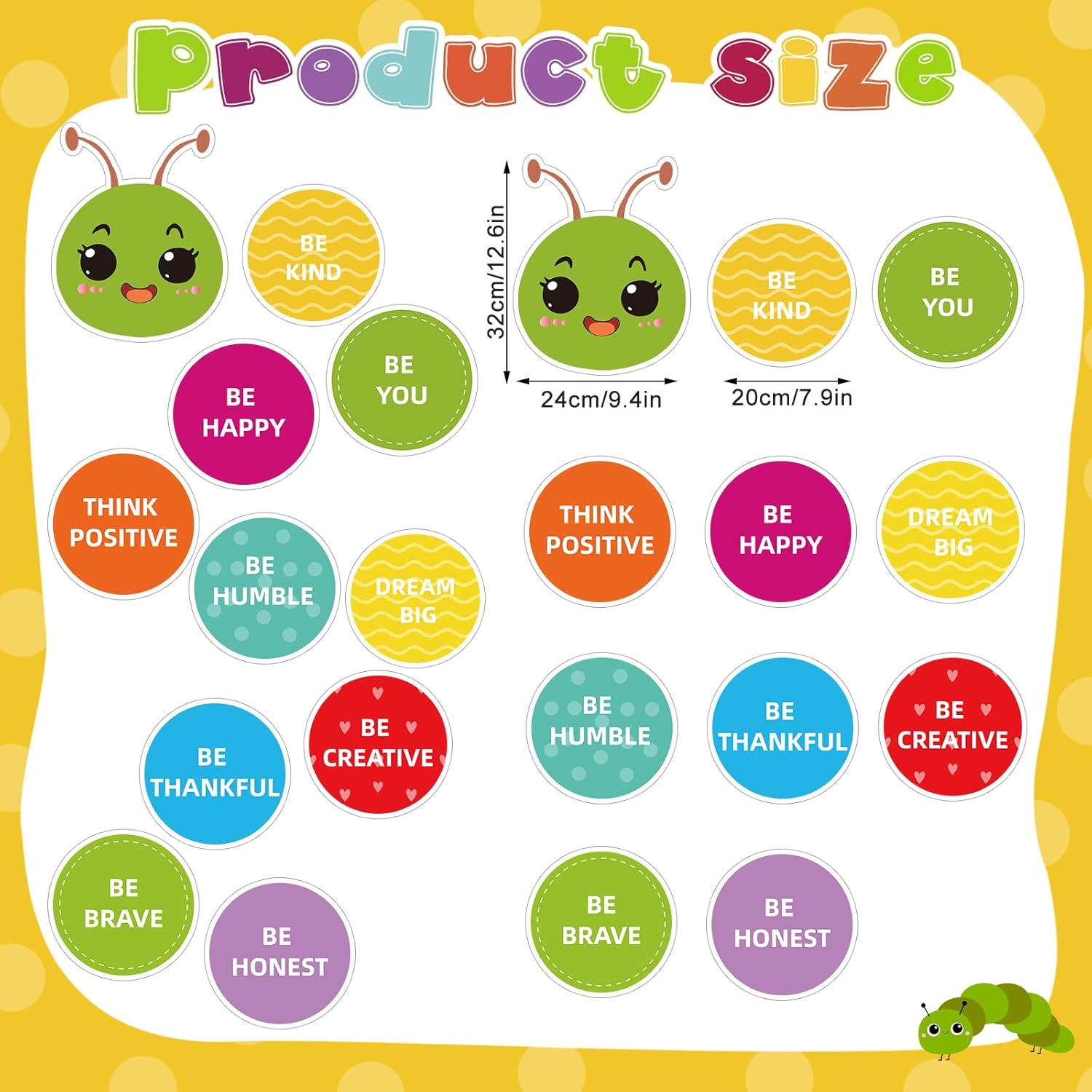 MotiMind 11 Sheets Classroom Floor Decals Caterpillar Hopscotch Stickers for Kids Inspirational Quotes Wall Decals Motivational Self Adhesive Stickers for Kindergarten Nursery Back to School Decor