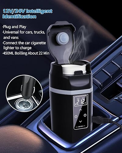 Miniatura 11 de Hervidor eléctrico de viaje para automóvil, hervidor de té eléctrico portátil, calentador de agua de temperatura libremente ajustable, hervidor