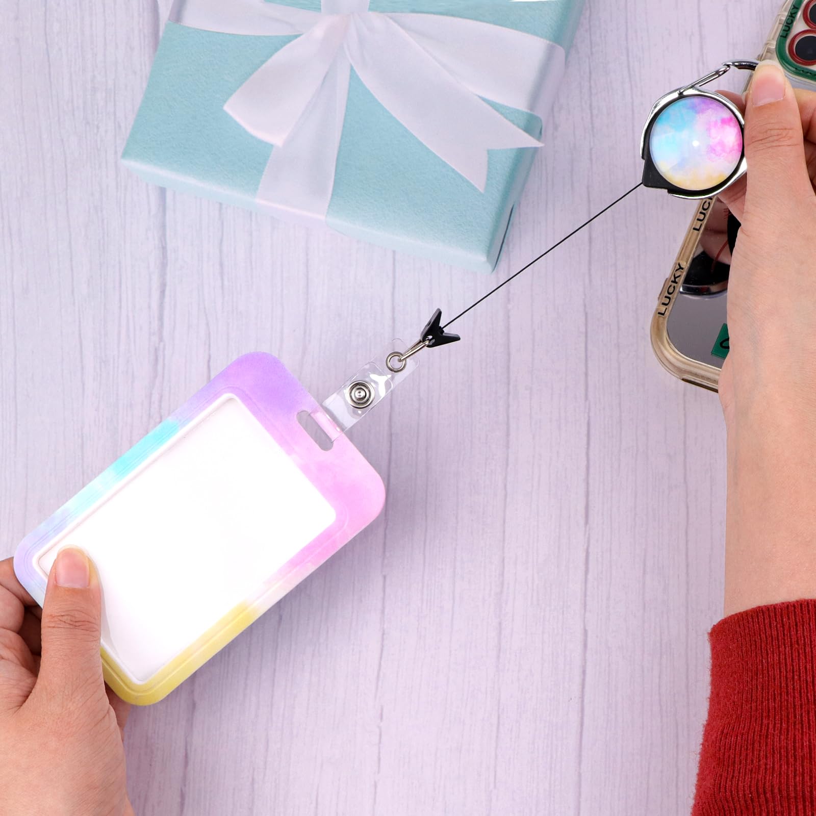 Watercolour Retractable Lanyard Card Holder Set including Stylish Design, Durable - Image 2