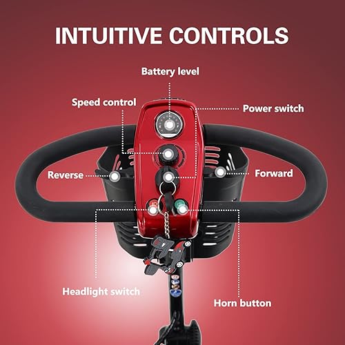 Miniatura 44 de Metro Mobility Patinetes de movilidad de 4 ruedas para personas mayores, scooter plegable de movilidad de 300 libras de capacidad para adultos